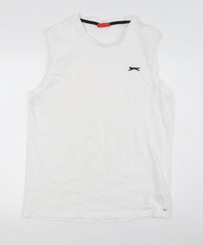 Slazenger Men's White Sleeveless Crew Neck T-Shirt L