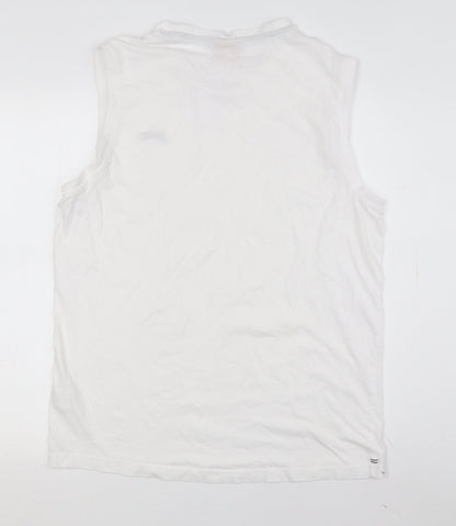 Slazenger Men's White Sleeveless Crew Neck T-Shirt L