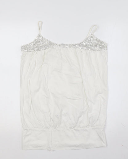 Womens UK Size 10 Red Herring White Camisole Tank