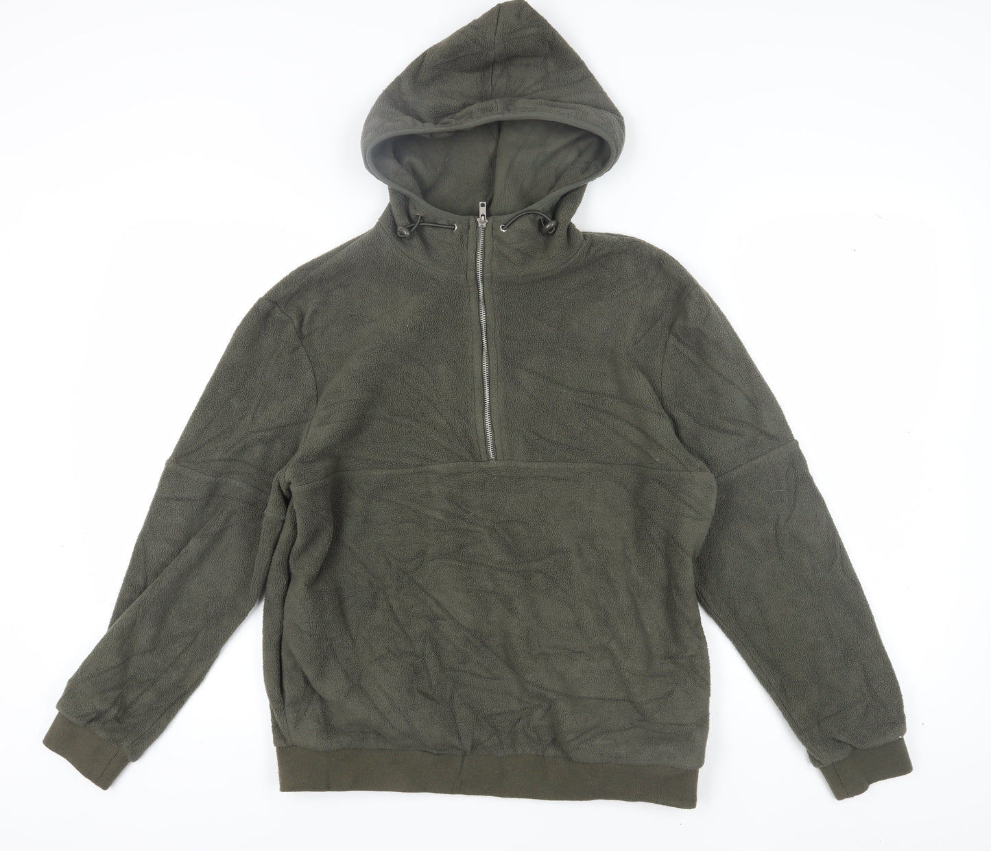 Topman Men's Green 1/2 Zip Hoodie Fleece M