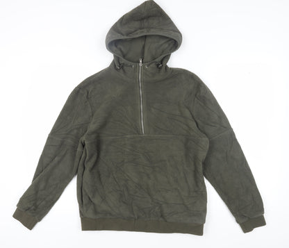 Topman Men's Green 1/2 Zip Hoodie Fleece M
