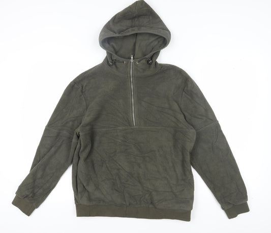 Topman Men's Green 1/2 Zip Hoodie Fleece M