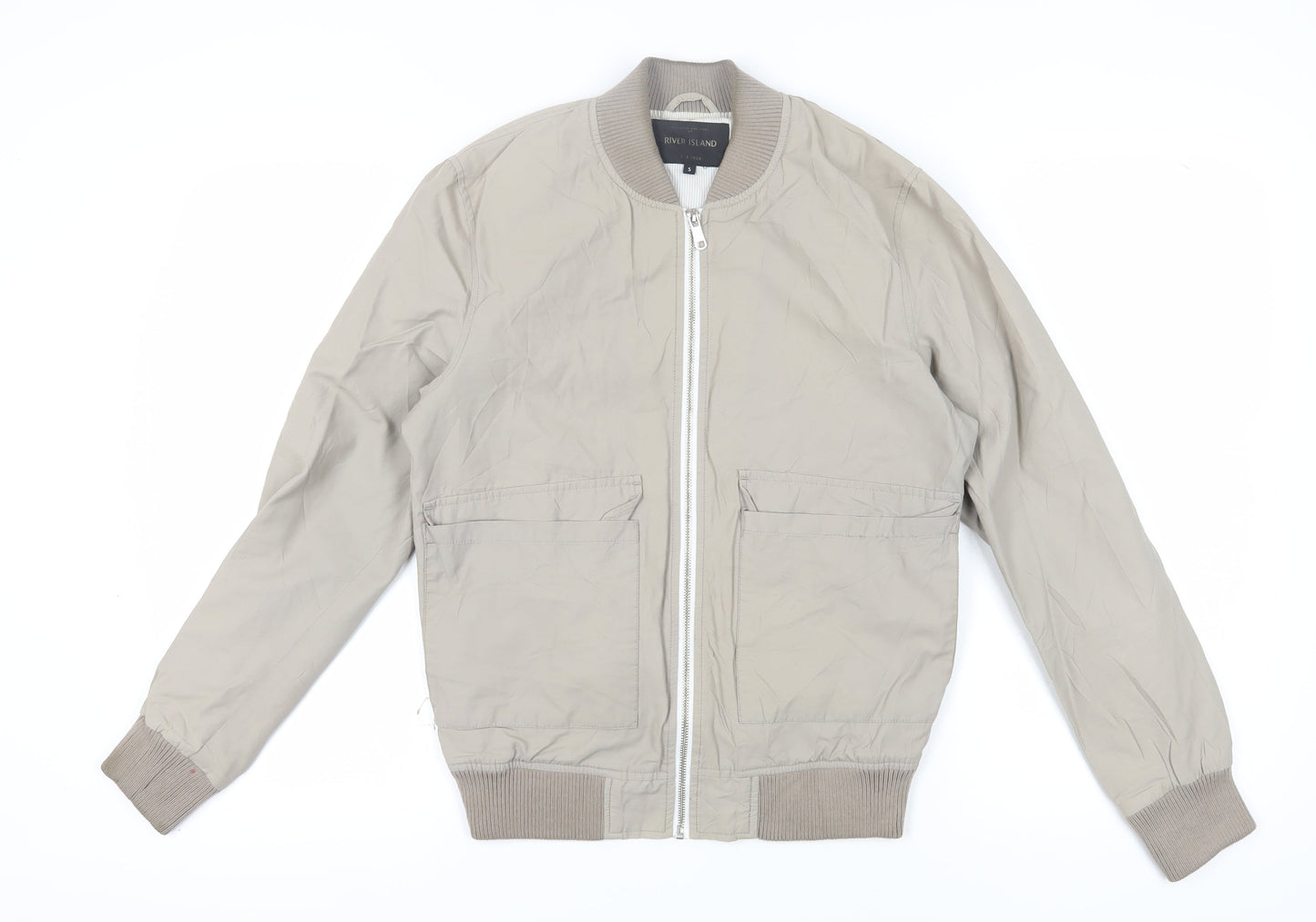 Mens UK Size S River Island Beige Bomber Jacket