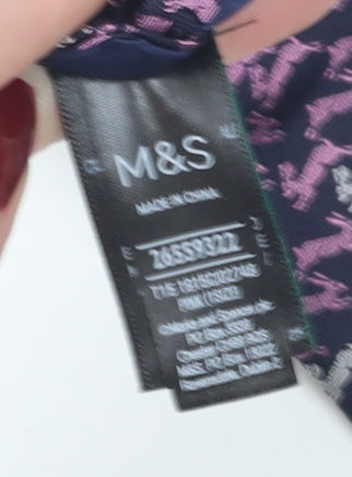 Marks and Spencer Men's Purple Animal Print Silk Tie