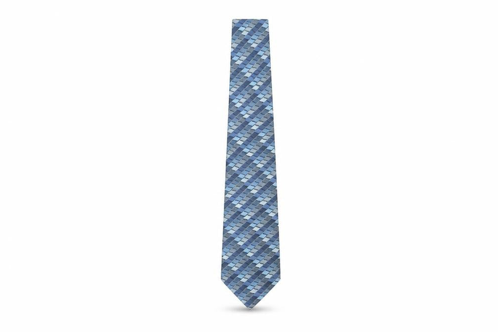 Mens KENZO Blue Geometric 100% Silk Designer Tie