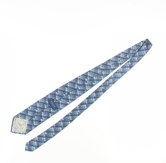 Kenzo Men's Blue Geometric Silk Designer Tie