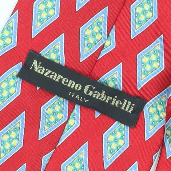 Nazareno Gabrielli Red Geometric Silk Men's Tie One Size
