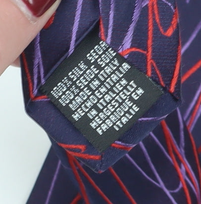 Mens Frangi Purple Geometric 100% Silk  Tie