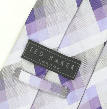 Ted Baker Men's Purple Plaid Check Silk Tie