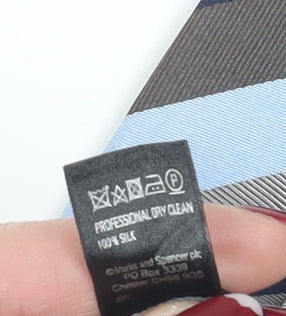 Marks and Spencer Men's Blue Striped Silk Tie