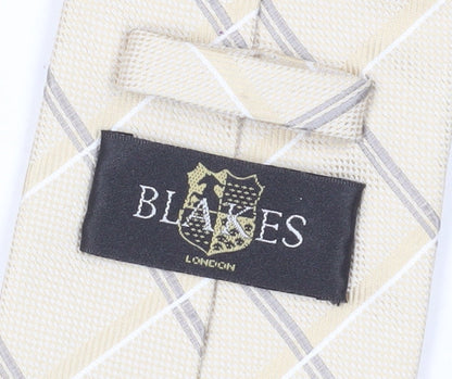 Mens Blakes Beige Plaids & Checks 100% Silk  Tie