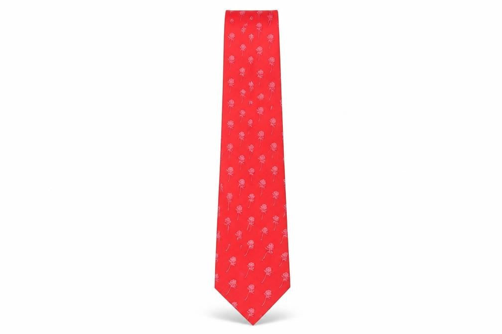 Mens Beaufort Red Floral 100% Silk  Tie