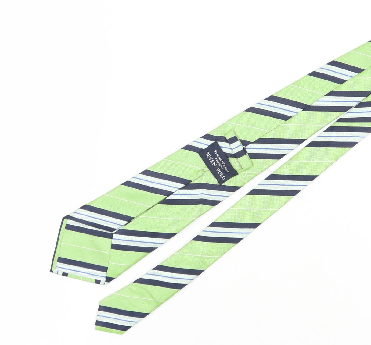 Samuel Windsor Men's Green Stripe Silk Slim Tie