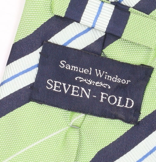 Samuel Windsor Men's Green Stripe Silk Slim Tie