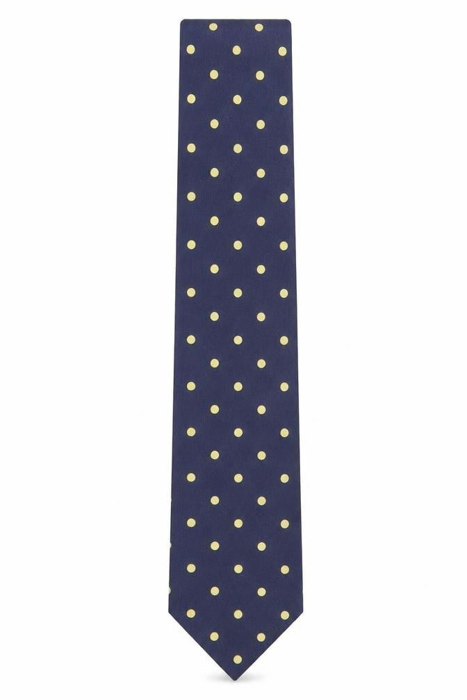 Mens TM Lewin Blue Polka Dot 100% Silk  Tie