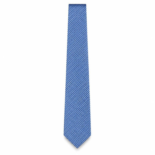 Front view of Thomas Nash Men's Blue Geometric Polyester Tie