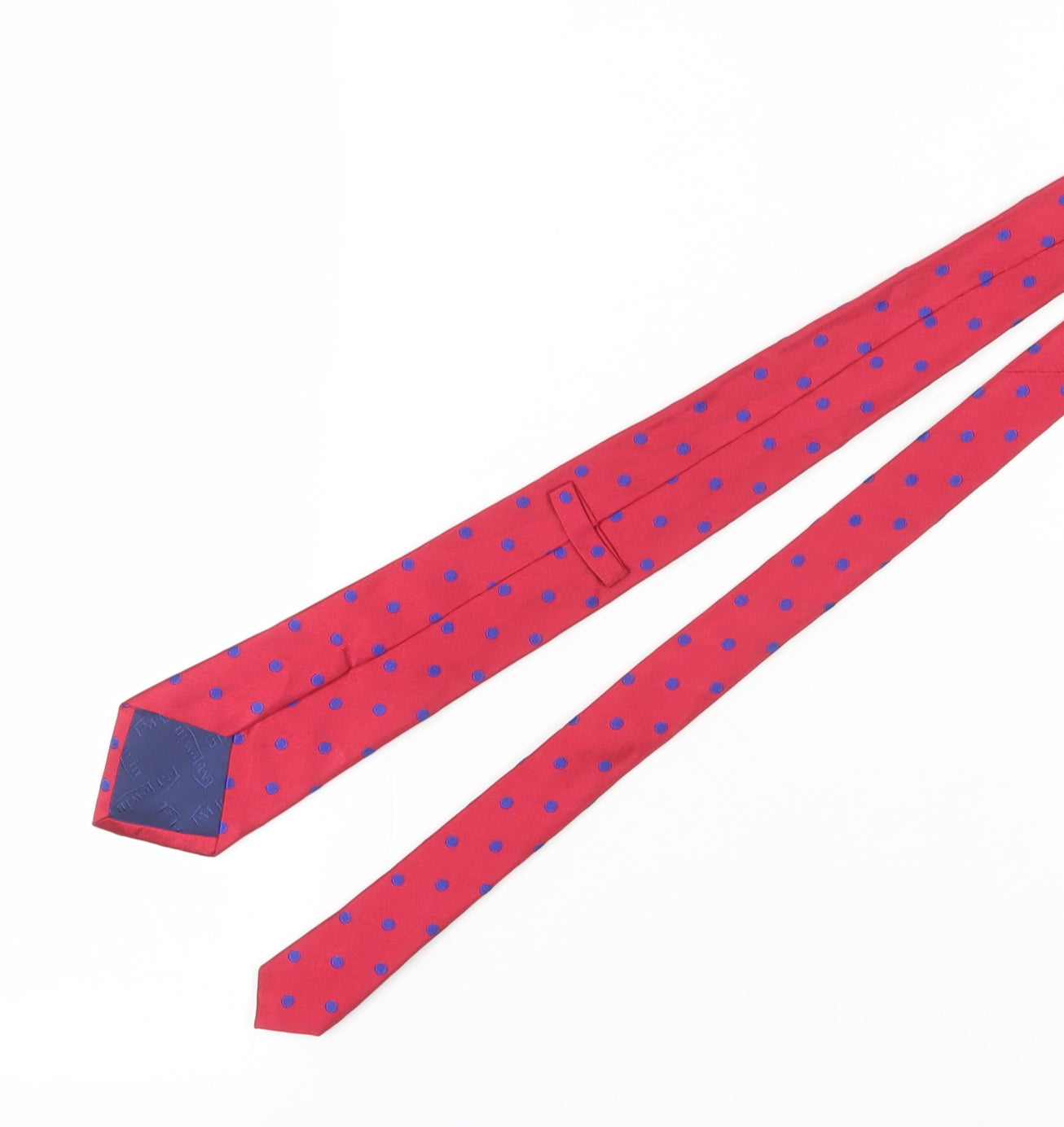 TM Lewin Men's Red Polka Dot Silk Tie Handmade