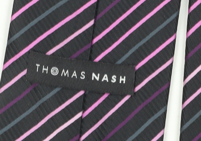 Thomas Nash Men's Black Striped Tie