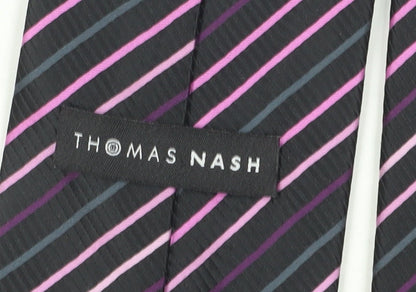 Thomas Nash Men's Black Striped Tie
