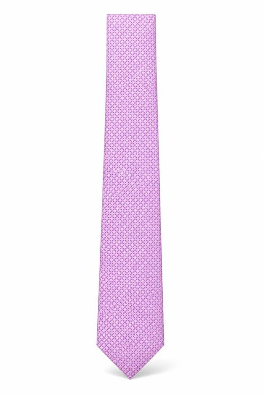 Mens Van Heusen Pink Geometric 100% Silk Slim Tie