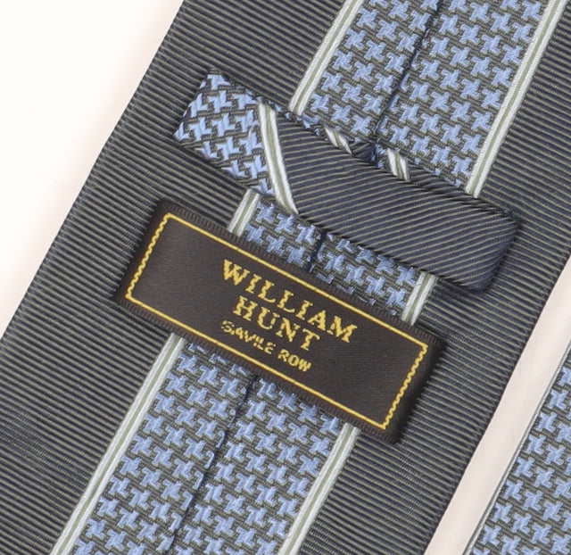 William Hunt Men’s Blue Houndstooth Silk Designer Tie
