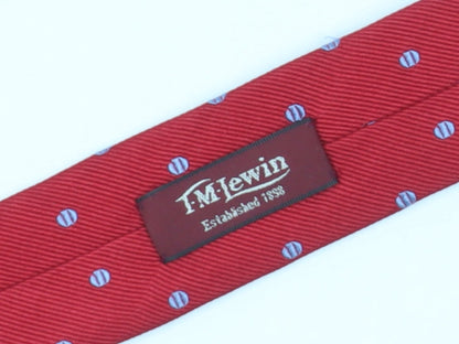 T.M. Lewin Red Silk Polka Dot Men's Handmade Tie
