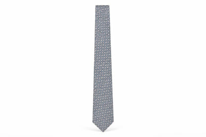 Bäumler Men's Grey Silk Geometric Slim Tie