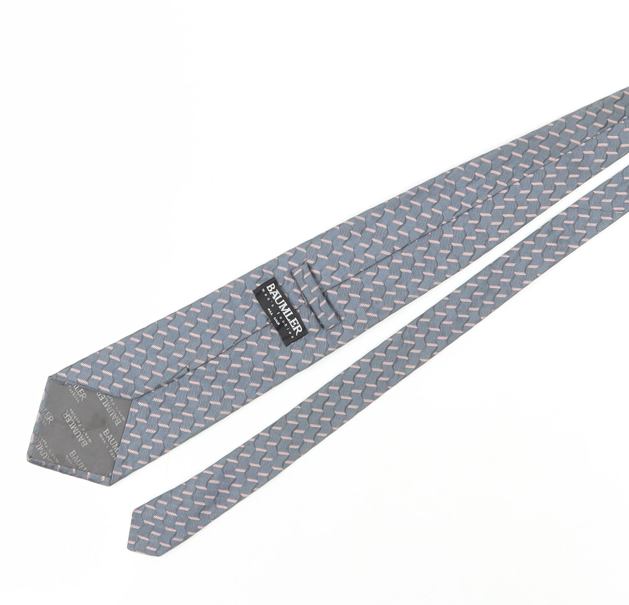 Mens Baumler Grey Geometric 100% Slim Tie