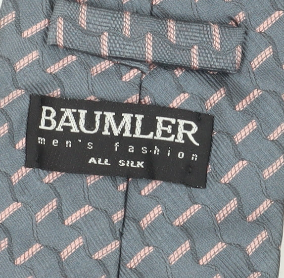 Mens Baumler Grey Geometric 100% Slim Tie
