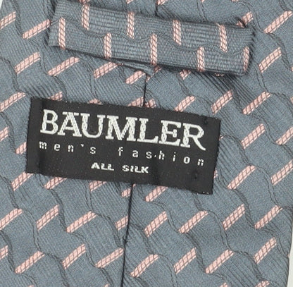 Mens Baumler Grey Geometric 100% Slim Tie