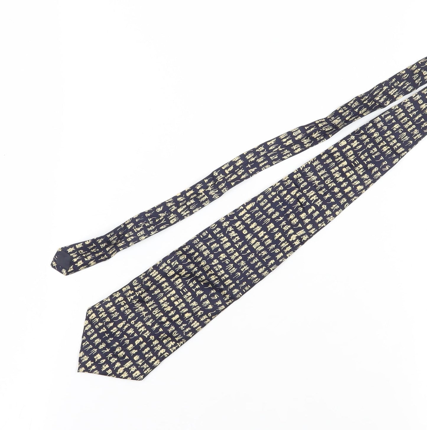 Kailong Men's Black Silk Geometric Handmade Tie