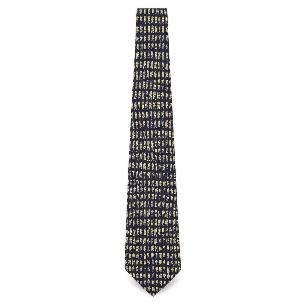 Mens Kailong Black Geometric 100% Silk  Tie