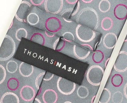 Thomas Nash Men's Grey Geometric Tie