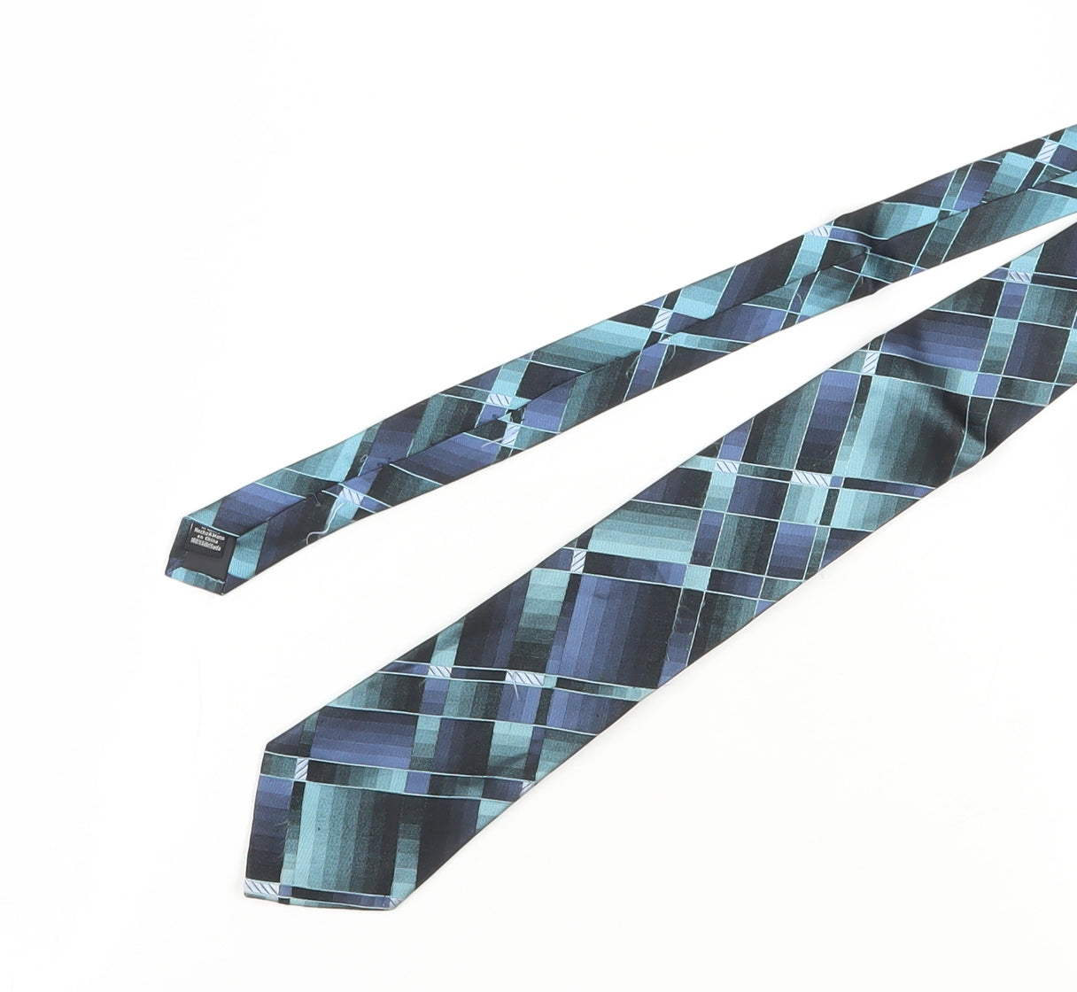 Crazy Horse Men's Blue Silk Plaid Slim Tie