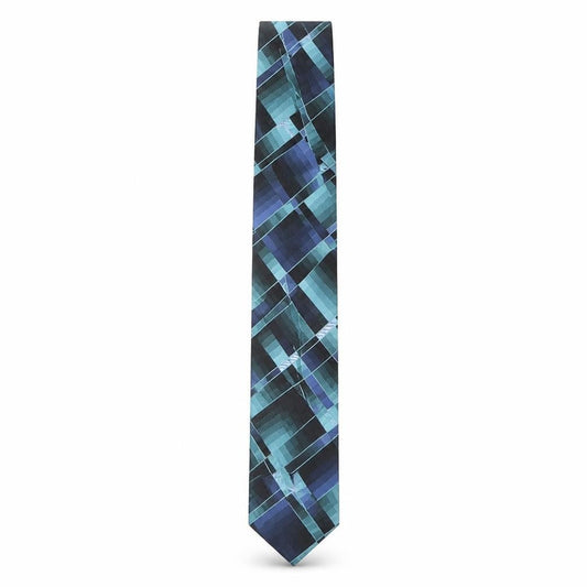 Crazy Horse Men's Blue Silk Plaid Slim Tie
