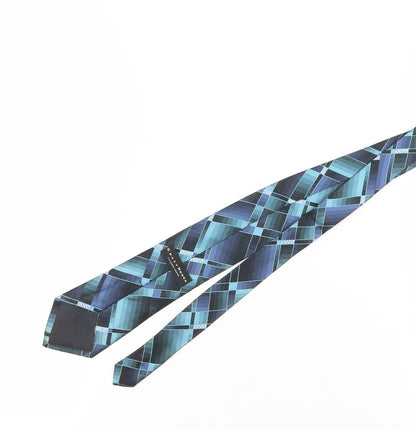 Crazy Horse Men's Blue Silk Plaid Slim Tie