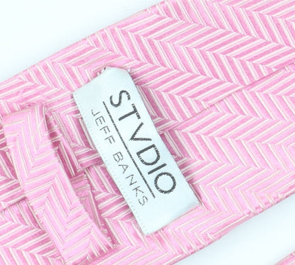 STVDIO Jeff Banks Pink Silk Geometric Men's Tie