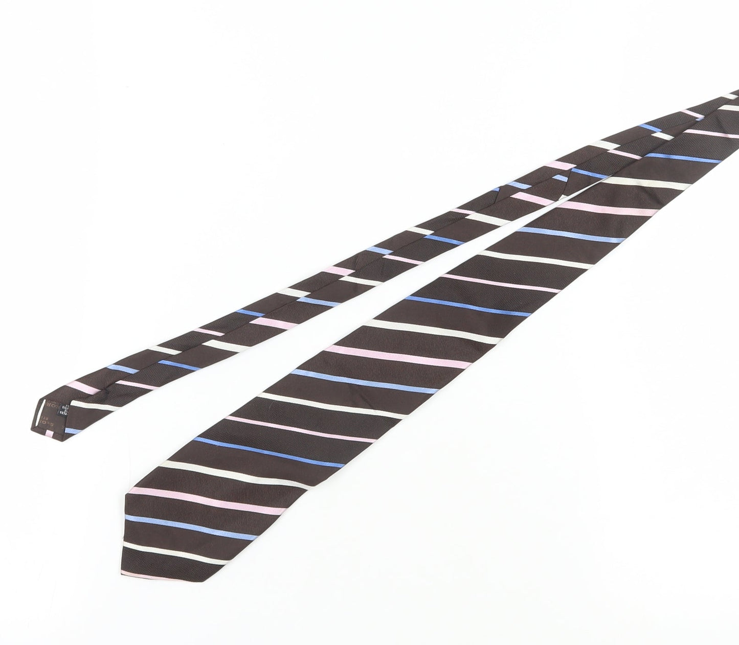 St. George Mens Brown Striped Silk Tie