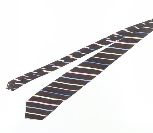 St. George Mens Brown Striped Silk Tie