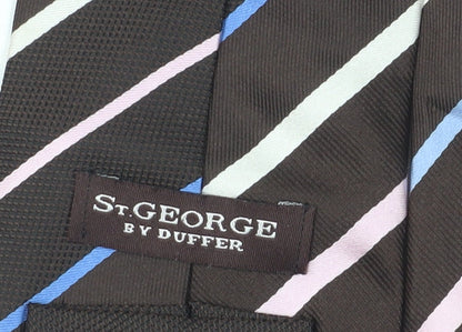 St. George Mens Brown Striped Silk Tie