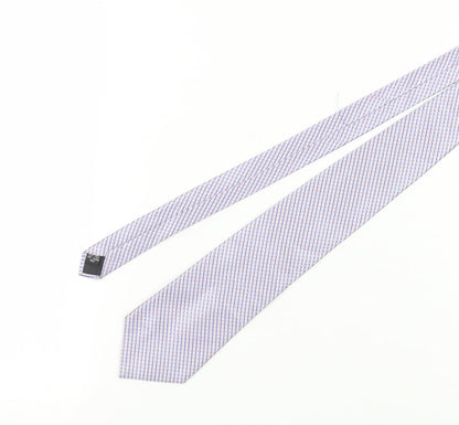 Mens DeHavilland Blue Geometric 100% Silk Slim Tie