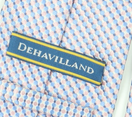 Mens DeHavilland Blue Geometric 100% Silk Slim Tie