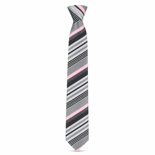 Front view of Sfera Men's Pink Striped Slim Tie