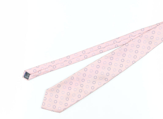 Next Men's Pink Silk Polka Dot Tie
