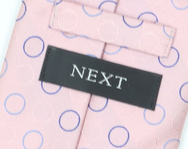 Next Men's Pink Silk Polka Dot Tie