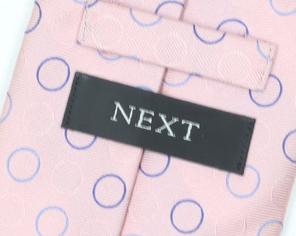 Next Men's Pink Silk Polka Dot Tie