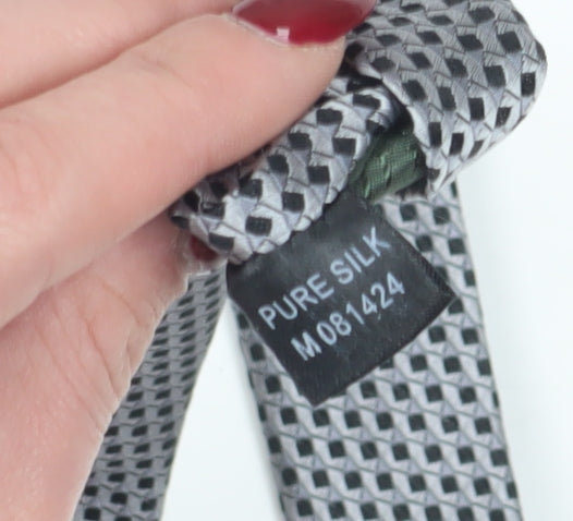 Wolsey Men's Grey Silk Geometric Tie, One Size