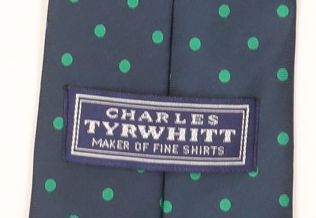 Mens Charles Tyrwhitt Blue Polka Dot 100% Silk  Tie