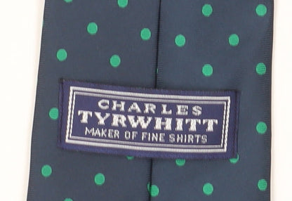 Mens Charles Tyrwhitt Blue Polka Dot 100% Silk  Tie
