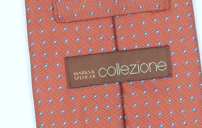 Marks and Spencer Orange Polka Dot Silk Tie for Men